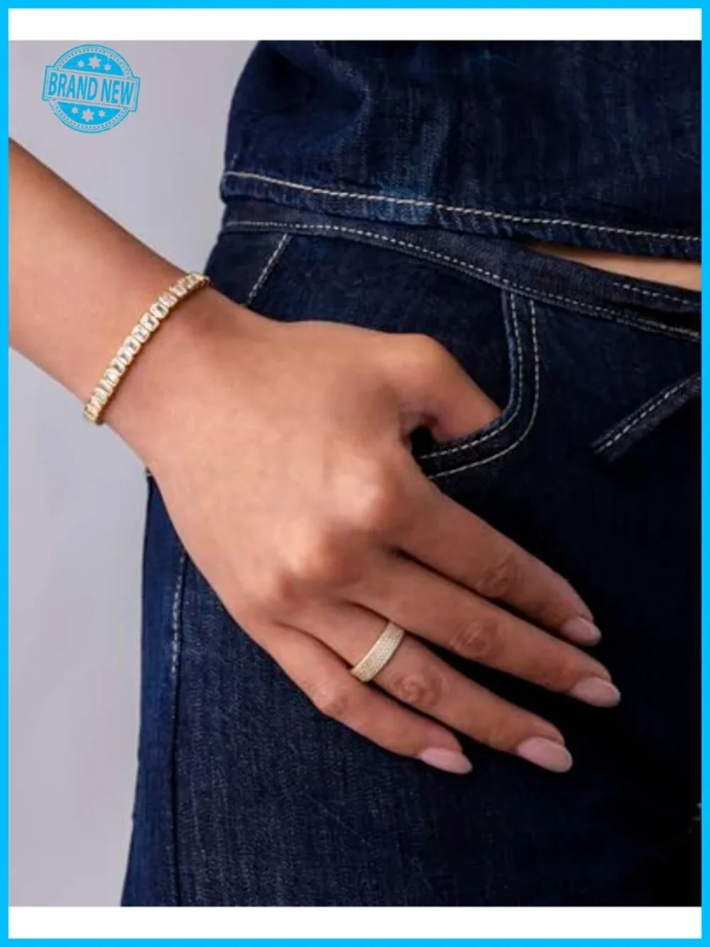 14K Gold Plated Bezel Set Cubic Zirconia Tennis Bracelet 6.5 Inches